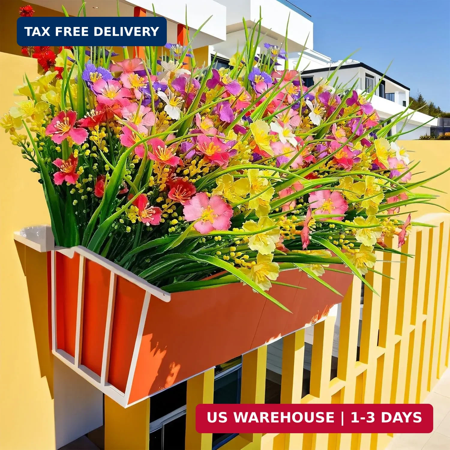 12 Bundles Artificial Flowers for Outdoor: UV Resistant Faux Silk Wildflowers…
