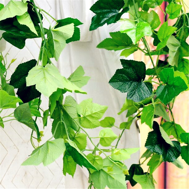 2pcs 86“ Latex Fabric Artificial Plant Flower Garland Wall Hang Grape Leaf Vine
