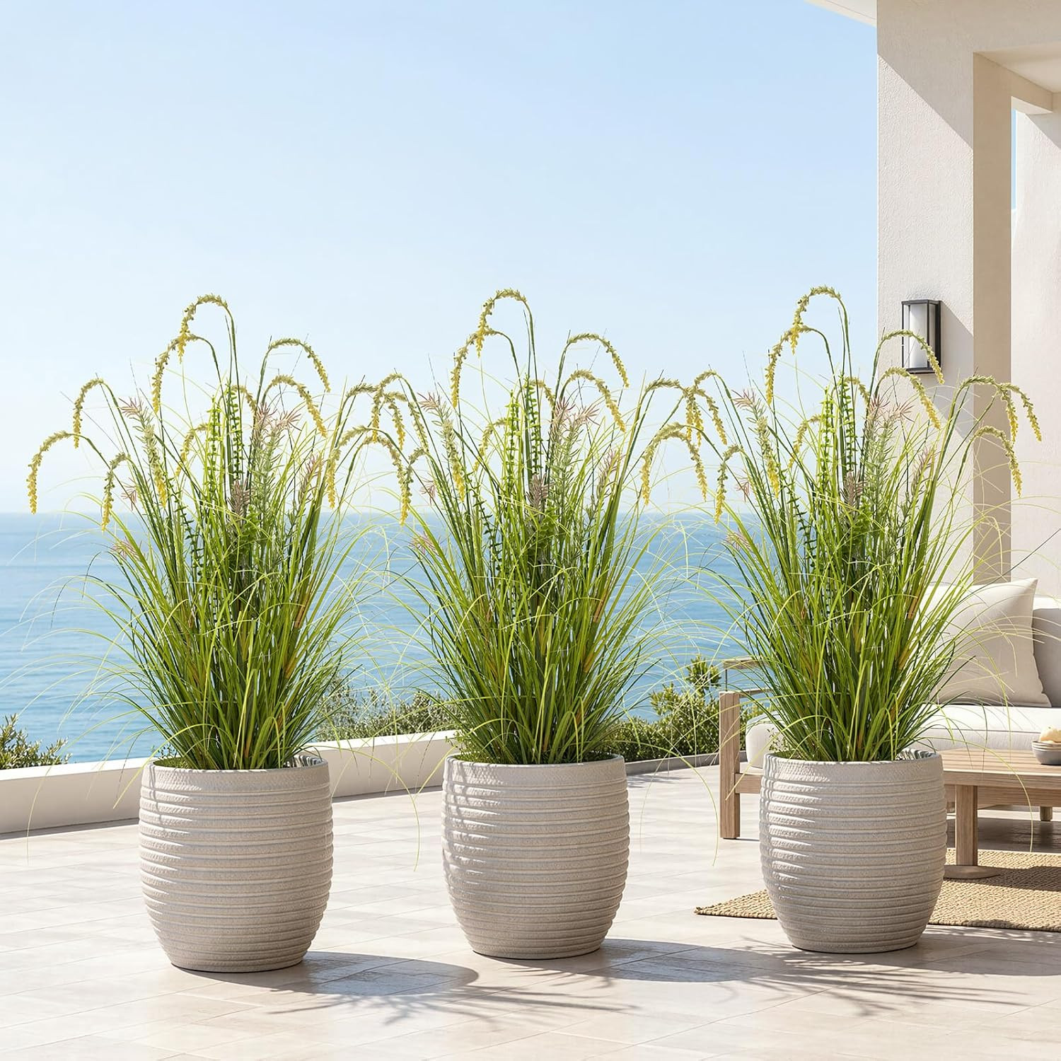 3FT Artificial Reed Grass ,2 Pack Artificial Tall Grass Plants Outdoor Indoor ,F