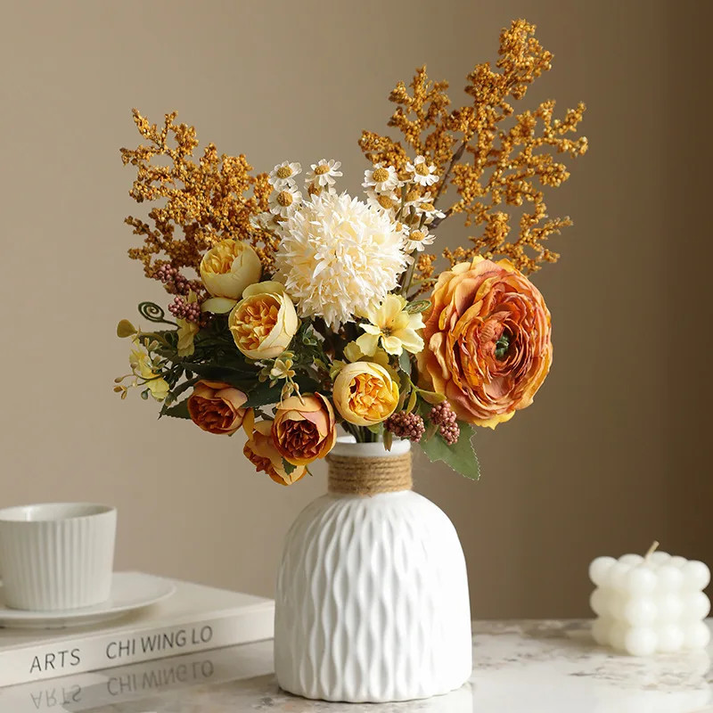 41CM Jiao Bian Lu Lian Qing Ren Cao Fake Flower Bouquet Retro Home Decoration Dr
