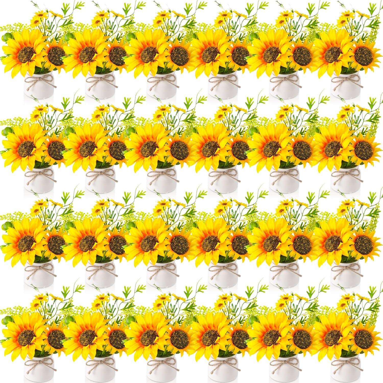 Artificial Sunflower Potted Plants Rustic Wedding Table Centerpieces Summer Spri