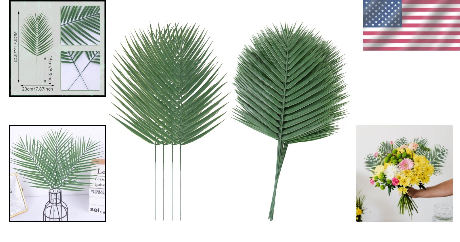 Artificial Palm Leaves Faux Tropical Greenery for Party Wedding Decor 20pcs