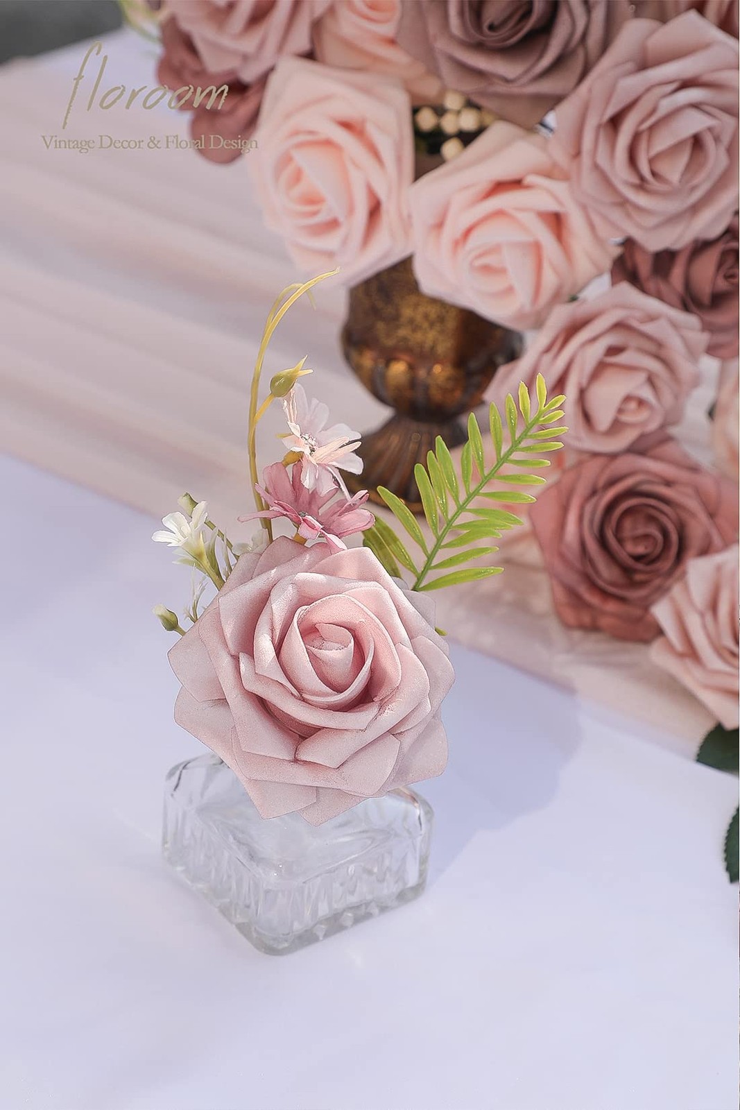 Artificial Flowers 25pcs Real Looking Dusty Rose Ombre Colors Foam Fake Roses…