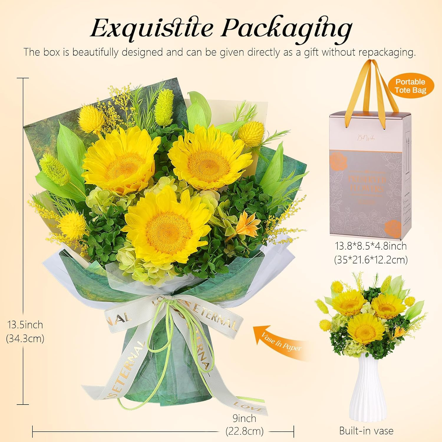 Preserved Sunflower Bouquet – Forever Flowers for Delivery, Long-Lasting Flower