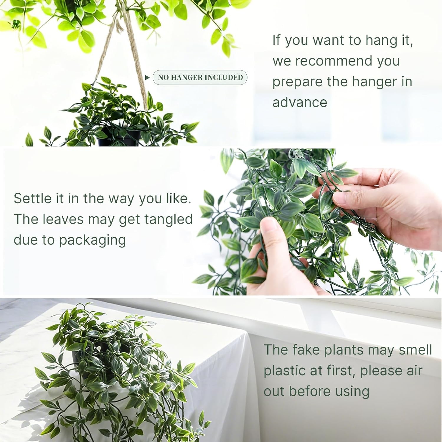 Artificial Hanging Plants for Shelf, Fake Potted Greenery 1-Pack Faux Mandala