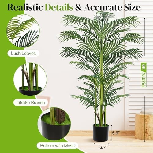 Artificial Palm Tree 6FT, Suntee Faux Plants Indoor and Outdoor 2 Pack, Tall …