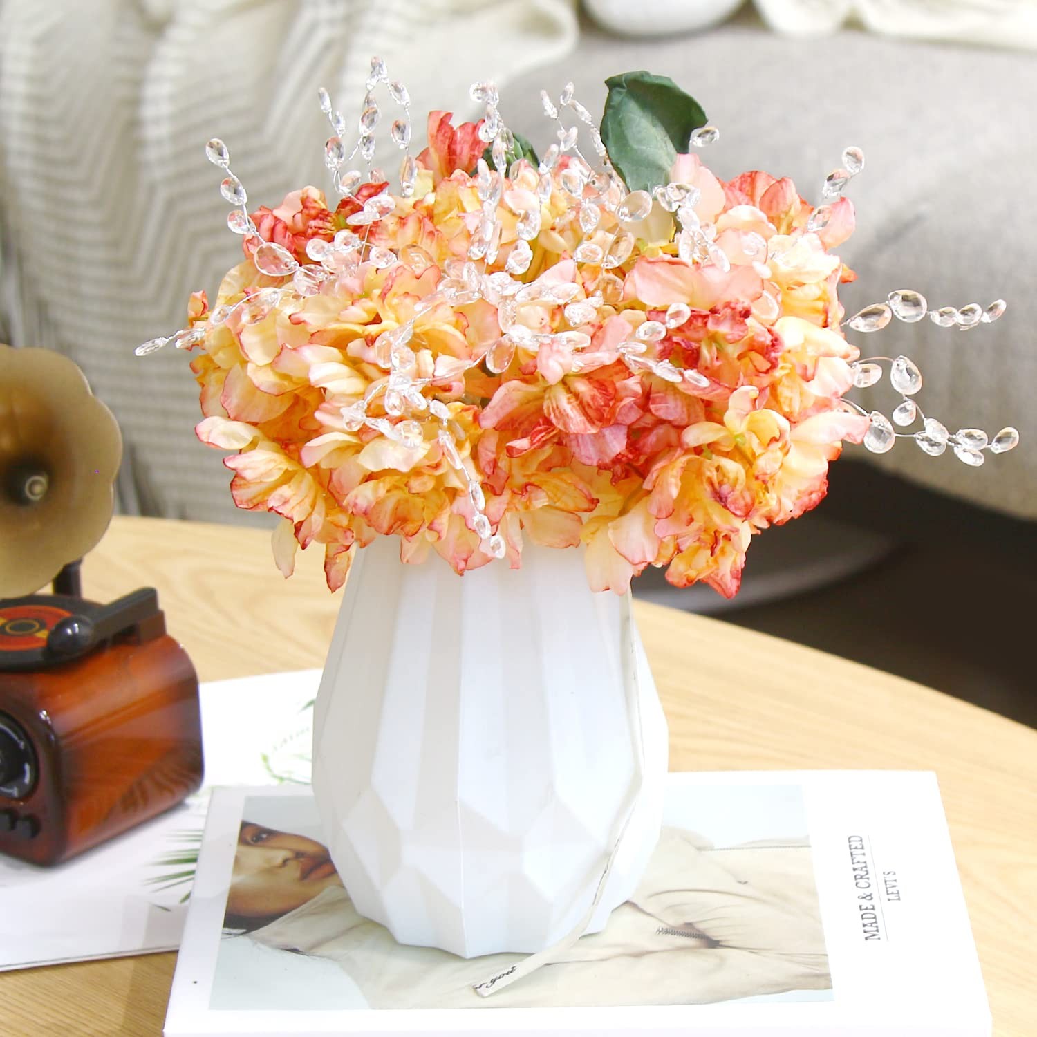 50pcs Acrylic Bead Drop Stems Flower Bouquet Crystal Bud Branches Flower Twig…