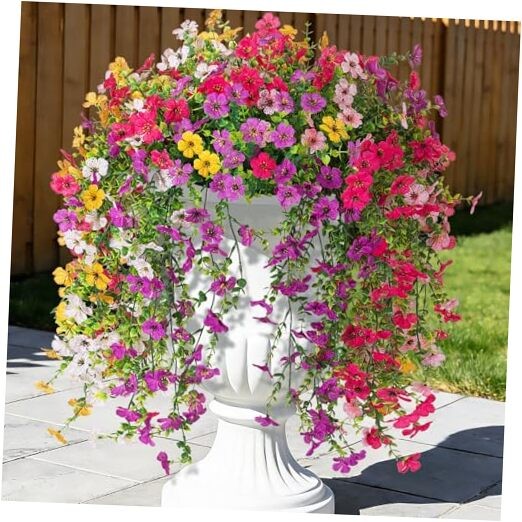 8PCS Artificial Hanging Fake Set4-light Purple Rose Red Yellow White Pink