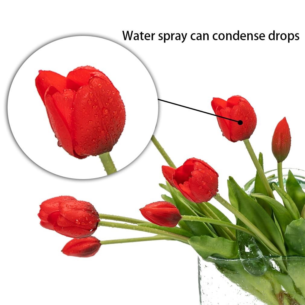 15 PCS Red Artificial Latex Fake Tulips Bouquet Wedding Party Kitchen Decor