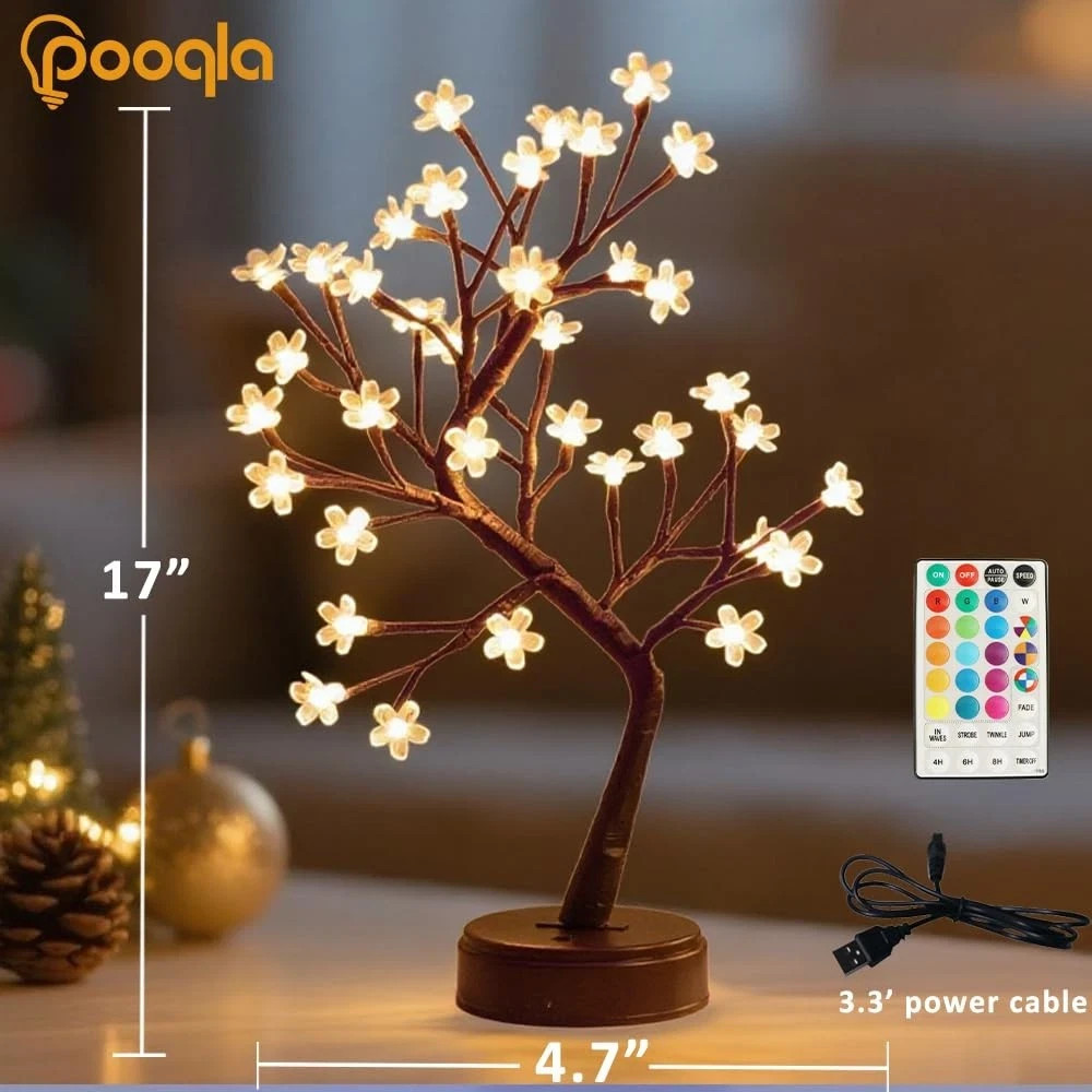 RGB Cherry Blossom Tree Light with Remote 28 Colors LED Artificial Flower Bon