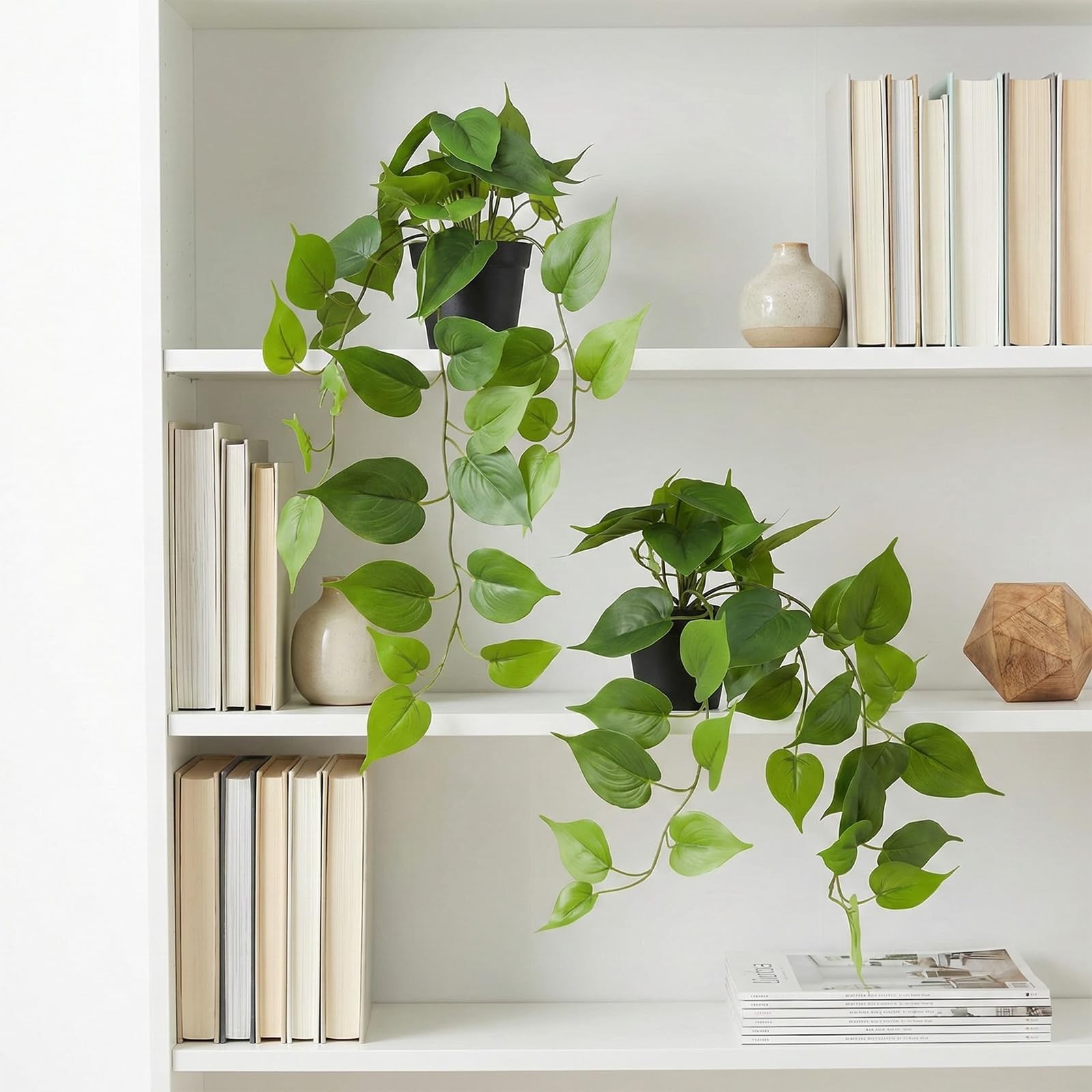 Artificial Pothos Hanging Plants 2 Pack 65cm Vines with Pots – Indoor Decor
