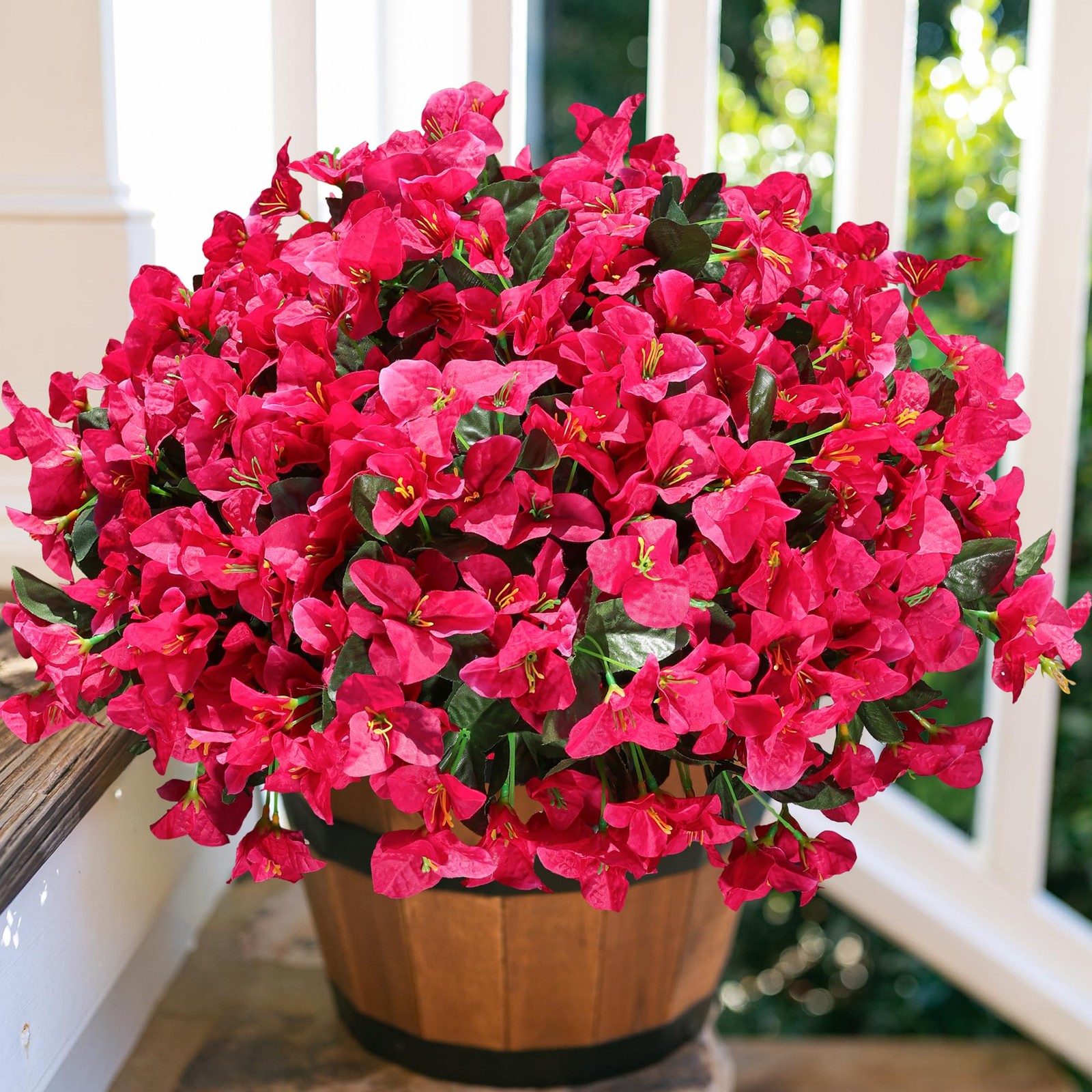 Fake Bougainvillea Artificial Flowers for Outdoors Spring Decor, 4 Bundles Ou…
