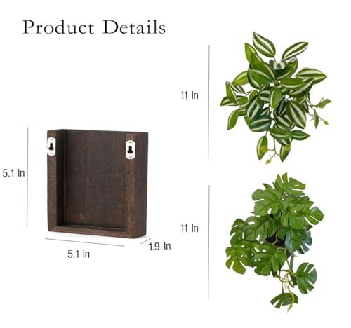 5-inch Wood Wall Planter Vase with Artificial Plants Wall Decor, 5 inch Brown