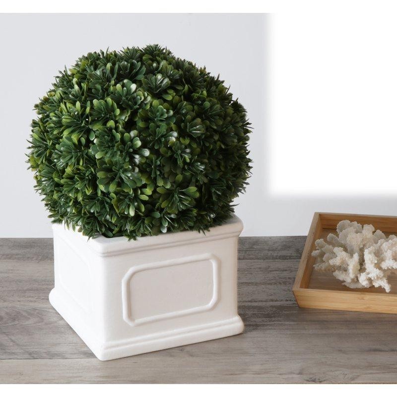 9″ Realistic Boxwood Plant in White Planter Modern/Farmhouse Decor Perfect Gift