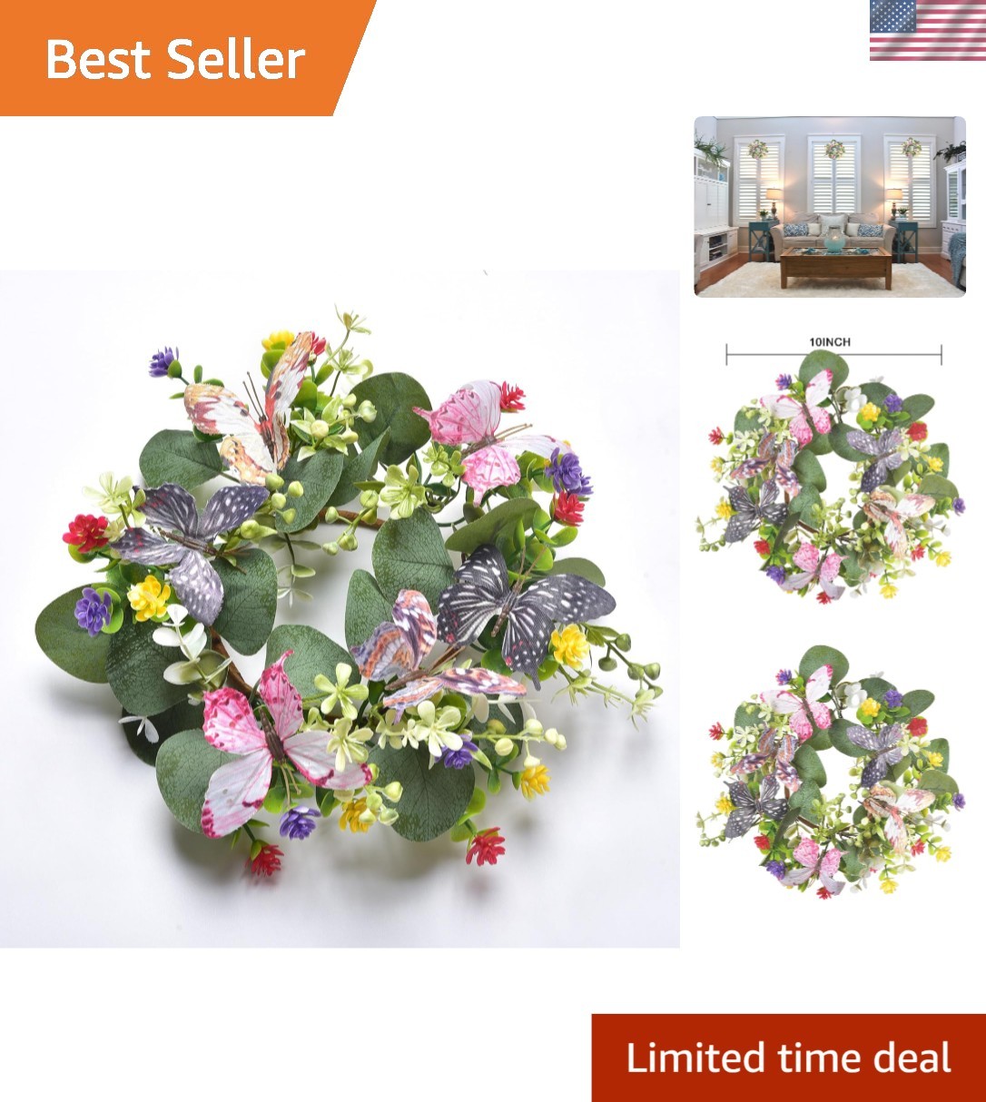 Versatile 10-Inch Eucalyptus and Daisy Wreath for Kitchen and Home Elegance
