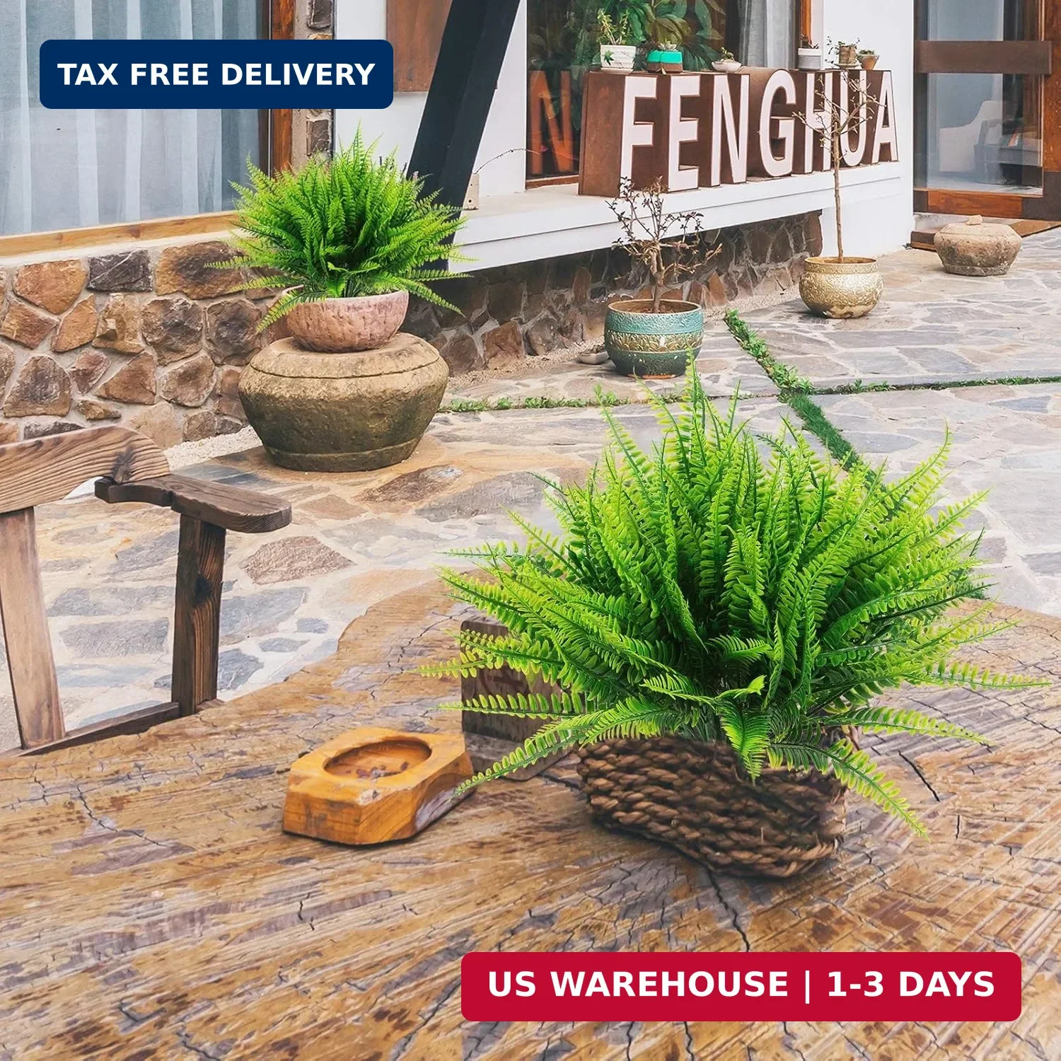 Coreland 8 Pcs Fake Plants Outdoors – Ferns Artificial Plants for Outdoor Ferns