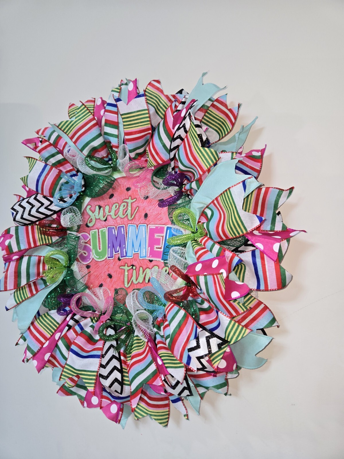 SWEET SUMMER TIME WREATH Spring SUMMER Fall Front Door Wall Decor BIG watermelon