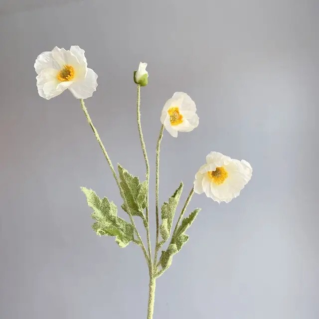 Artificial fake poppy flowers Silk Long Stem Housewarming Bridal Boquet Decor