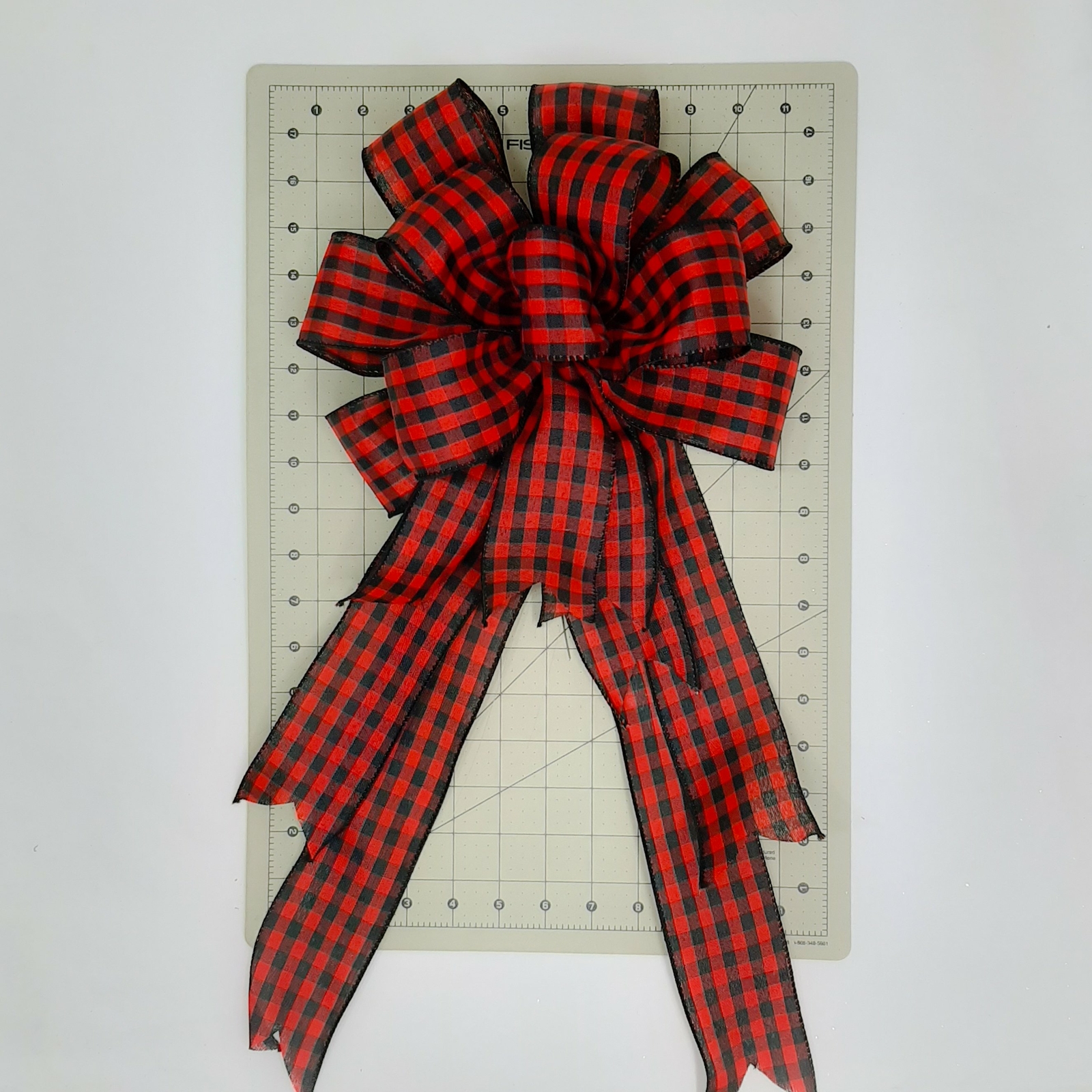 Christmas Bow, Black and Red Woven Hilltop Check, Size Medium