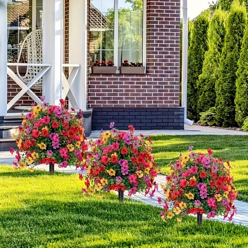 Artificial Flowers For Outdoors Spring Decoration with Spike UV Resistant Garden