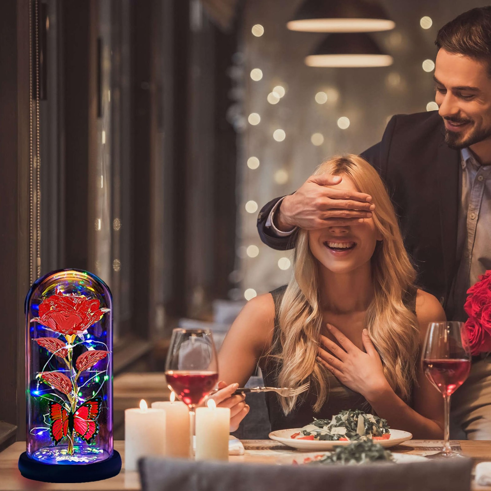 Mothers Day Flowers Gifts for Mom Wife Her Women,Light Up Rose Flower in A Gl…