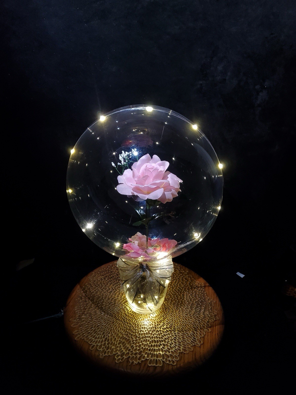 Valentines Day Gift, Pink Rose Balloon. Light Balloon,
