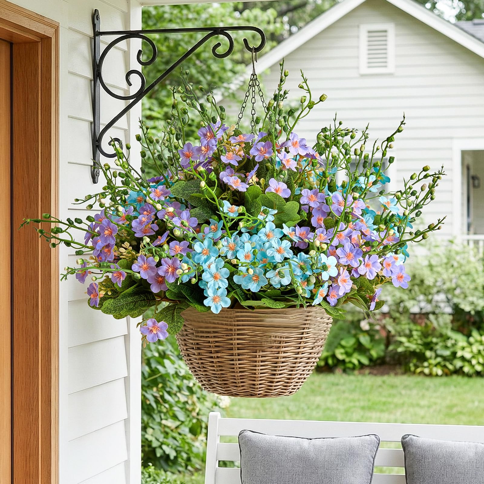 Artificial Flowers Plants for Outdoors, Fake Flowers Blue & Purple Forget-me-…
