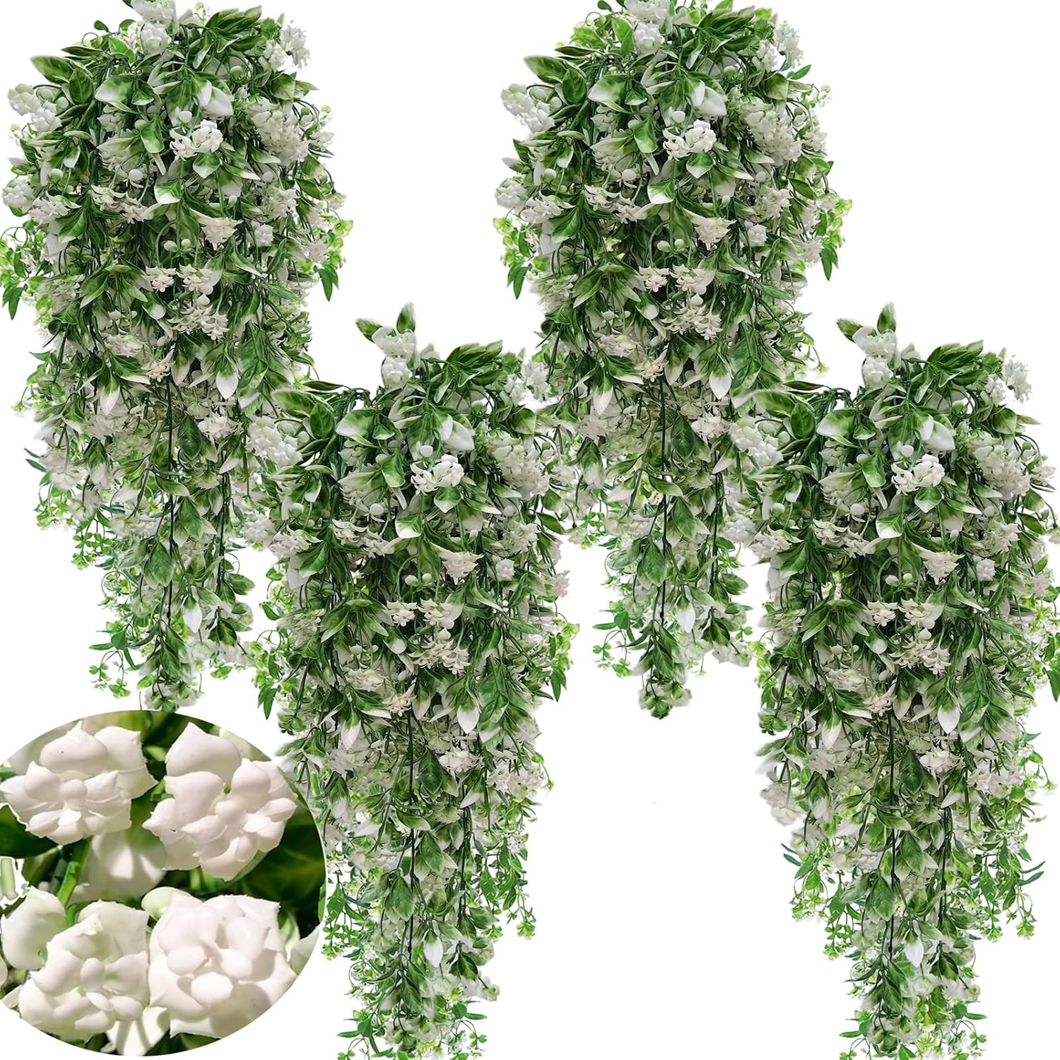 Artificial Hanging Flowers UV Resistant Vines Ivy Outdoor Decor | Fake Hanging F