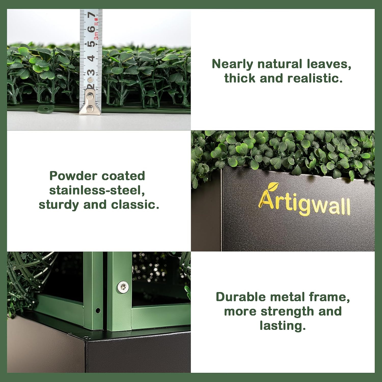 Artificial Hedge Wall with Planter – Boxwood Grass Outdoor Divider 50x48x14