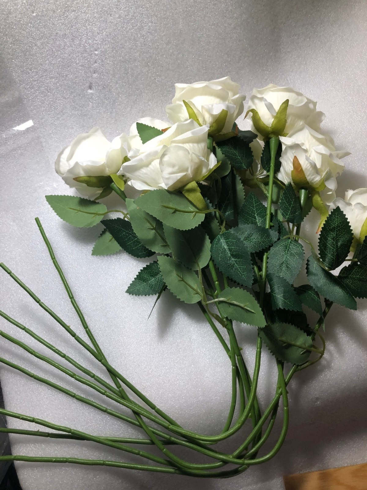 8 PCS White Fake Flowers Decor Real Touch Artificial silk Rose 20″L(Z1