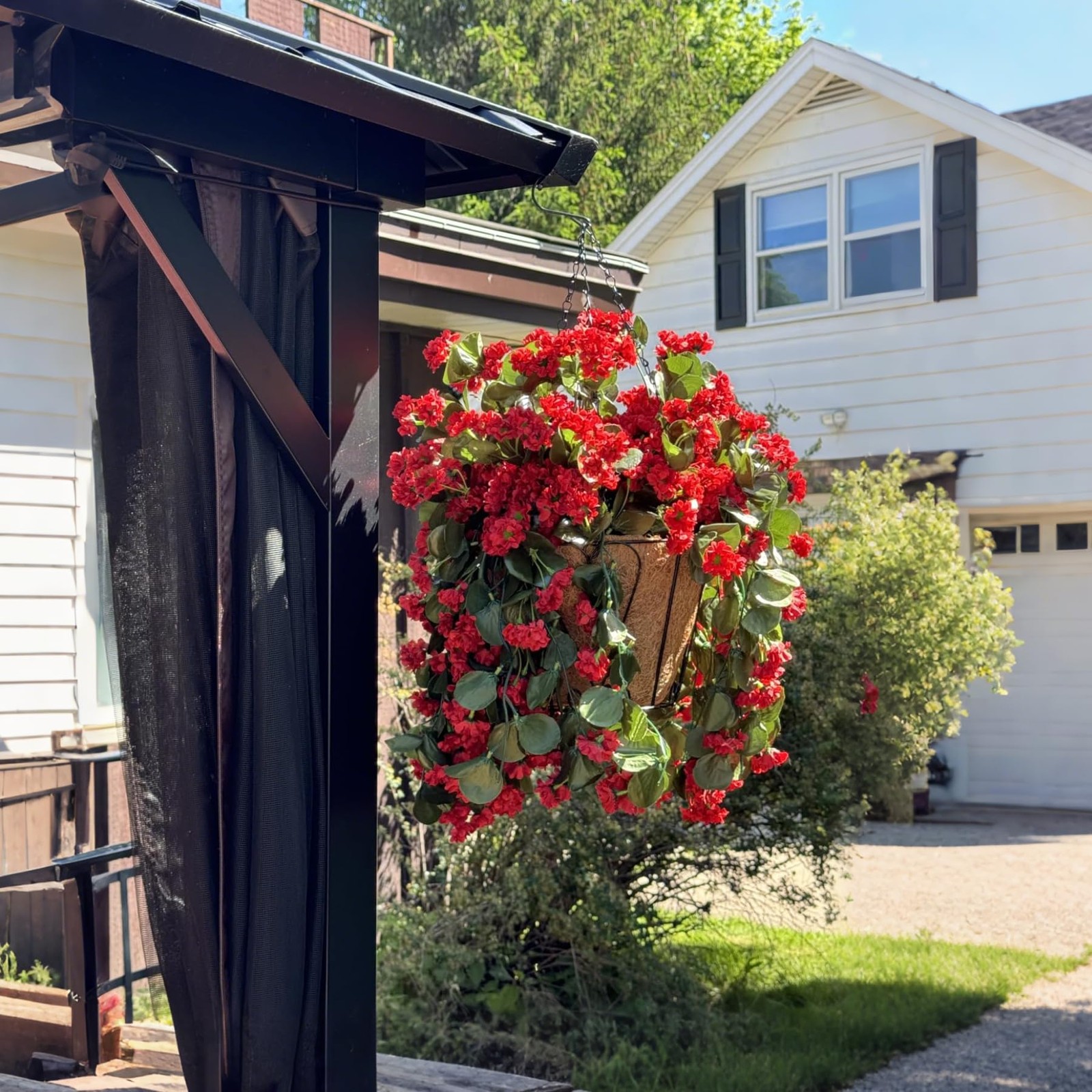 INXUGAO Artificial Fake Hanging Flowers Plants for Outdoor Summer Decoration,…