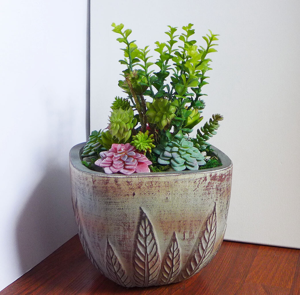 11 Pcs Artificial Fake Succulents Home Flocking Plants With Grass (M40)