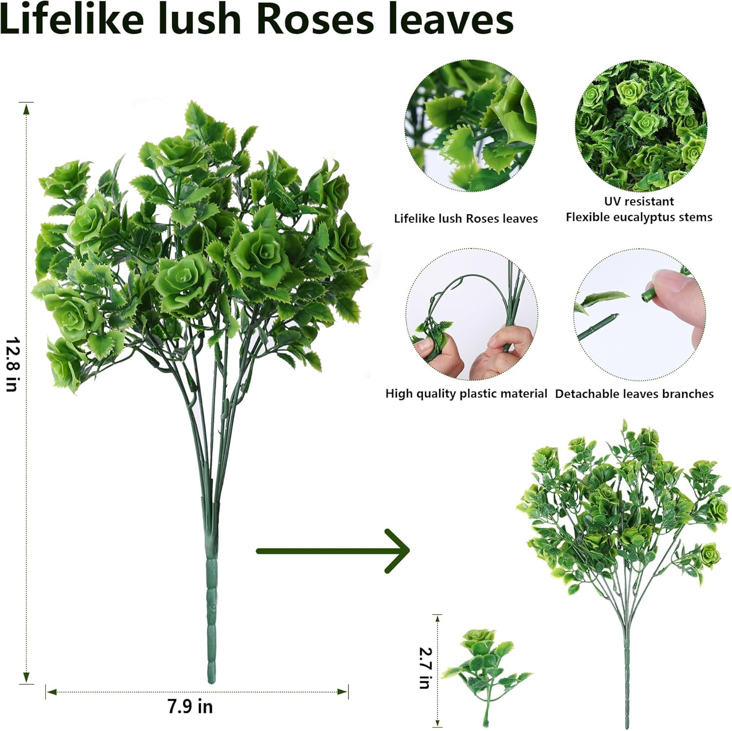 Artificial Fake Outdoor Plants for Spring Summer Decoration, 12 Bundles Fake Pla
