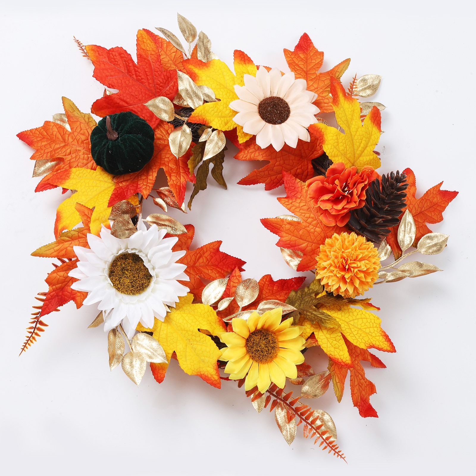 17.72in/45cm Preassembled Wreath with Latent Hanging Loop for Quick Setup
