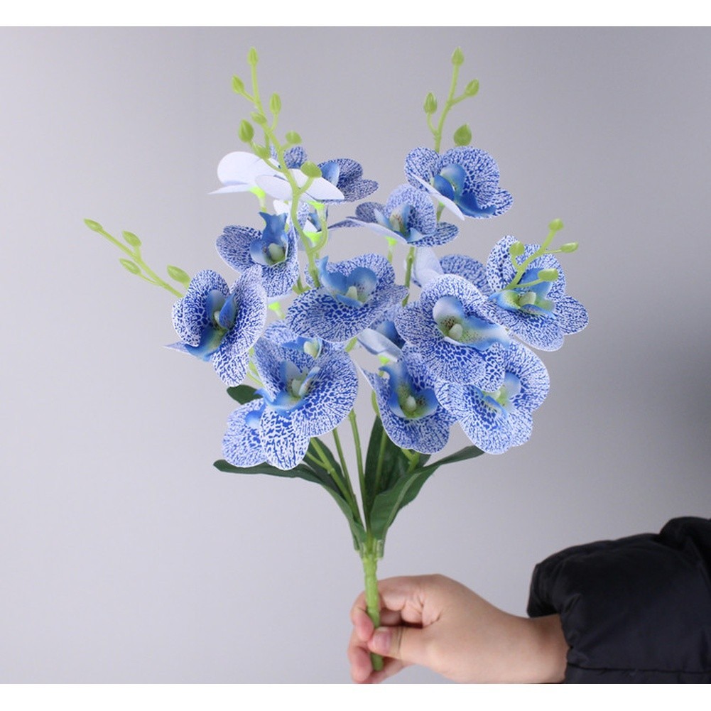 20 Heads Phalaenopsis Artificial Orchid 43cm Stem 3D Printed PU for Home Use
