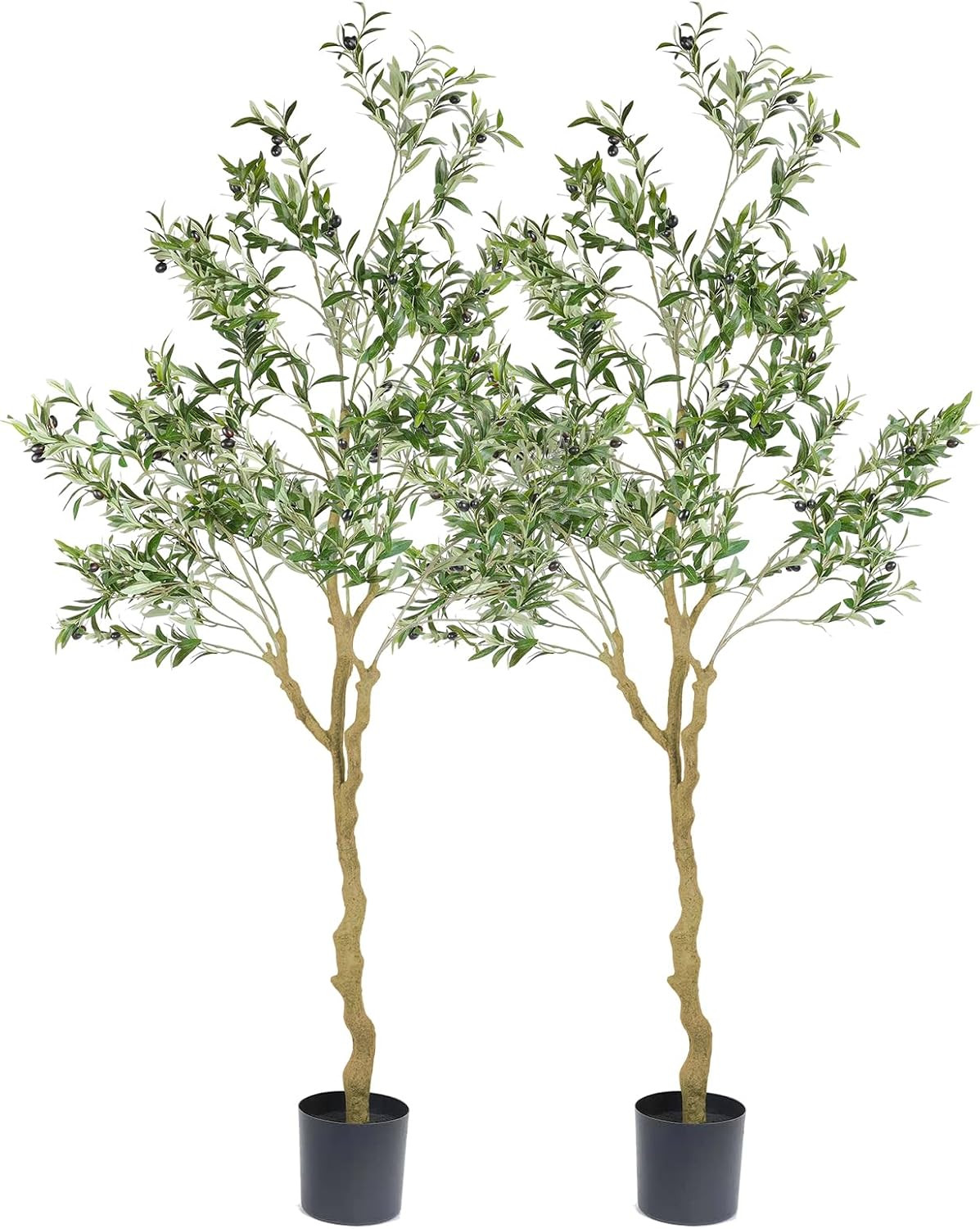 Tall Faux Olive Tree，7Ft（84In） Realistic Potted Silk Artificial Indoor with Gree