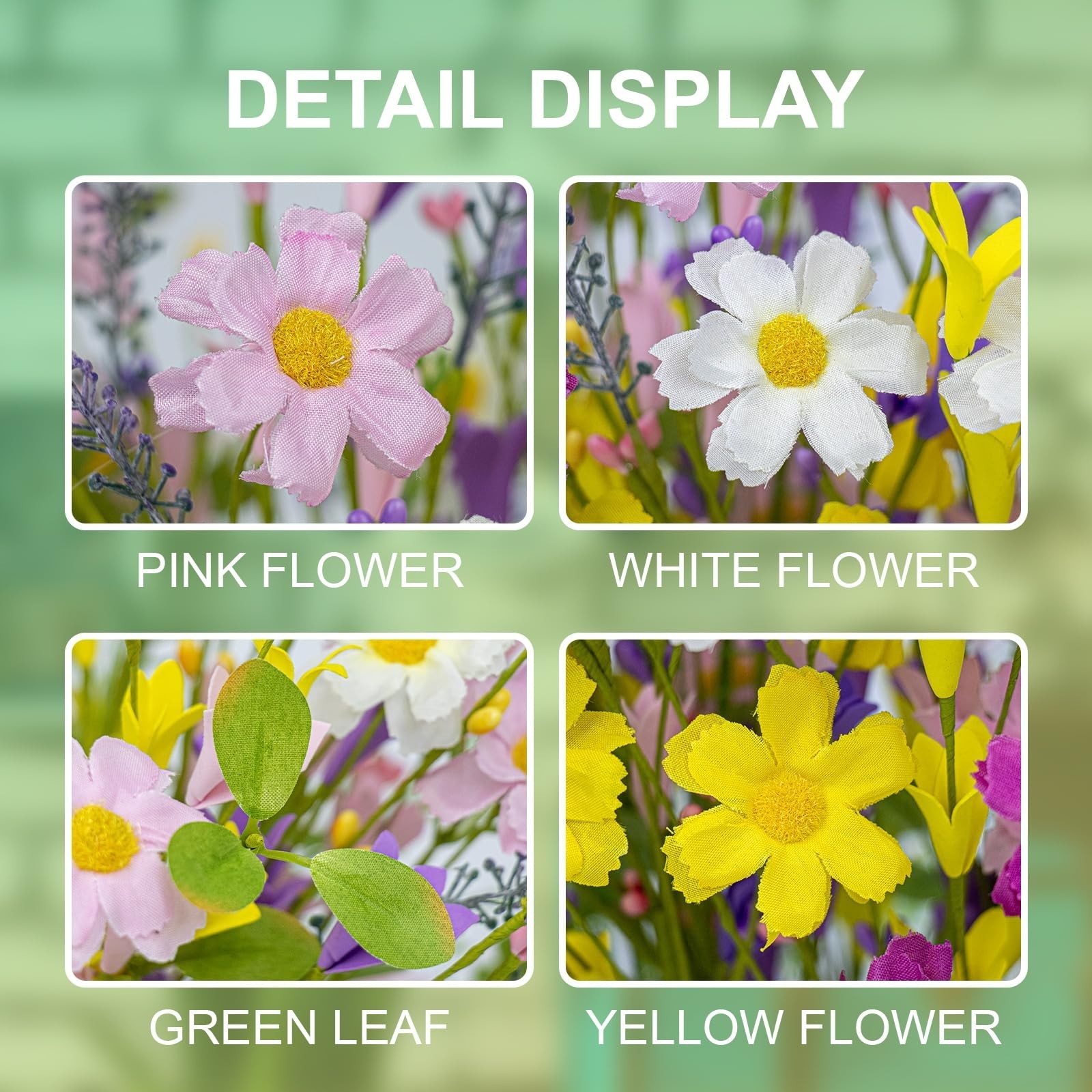18 Pack Artificial Spring Flowers – 17″ Colorful Daisies & Forsythia Stems for A