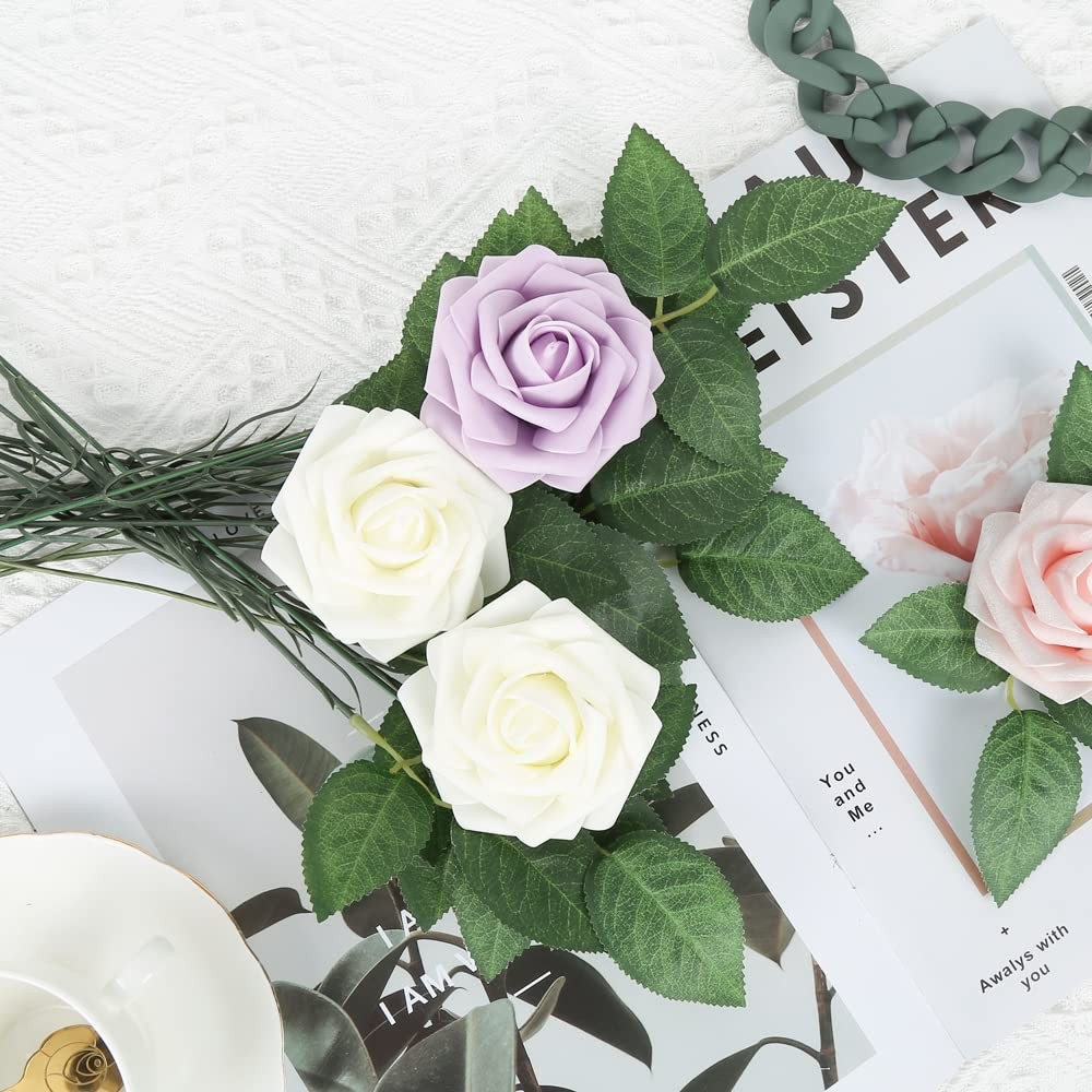 100 PCS Bulk Fake Leaves Greenery Artificial Rose Flower Foliage Wedding DIY