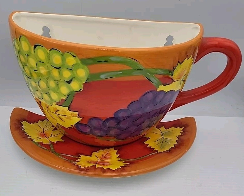 ANNE ORMSBY LARGE TEA CUP WALL VASE PLANTER BAUM BROS