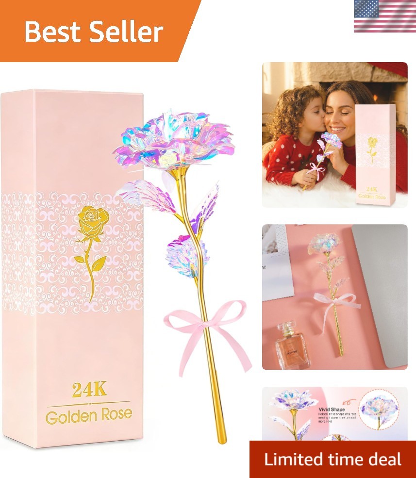 Vibrant Galaxy Glass Rose – Forever Preserved Gift for Moms and Loved Ones