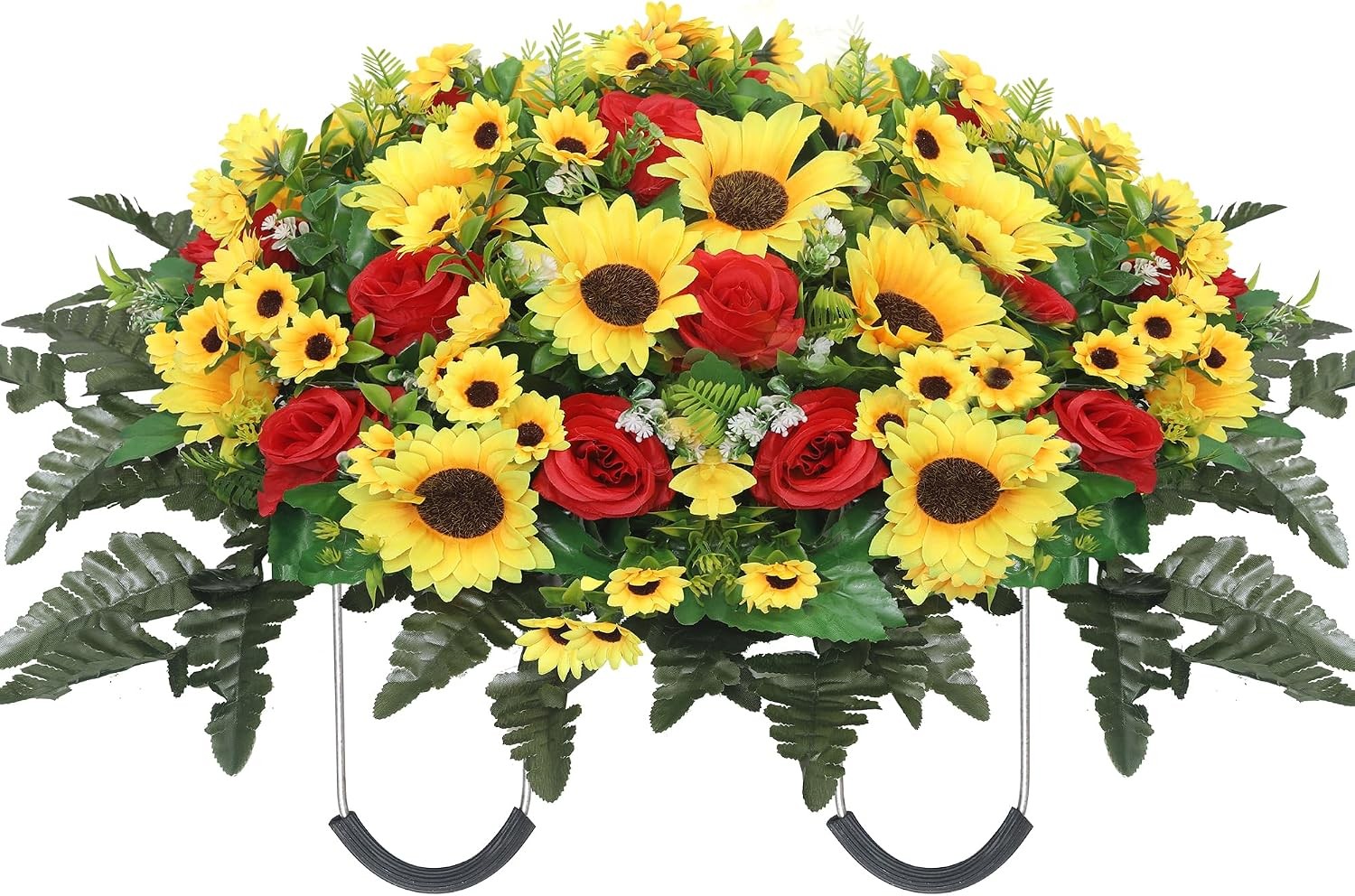 Lodou Artificial Cemetery Flowers for Grave,Headstone Flower Saddle Silk Sunflow