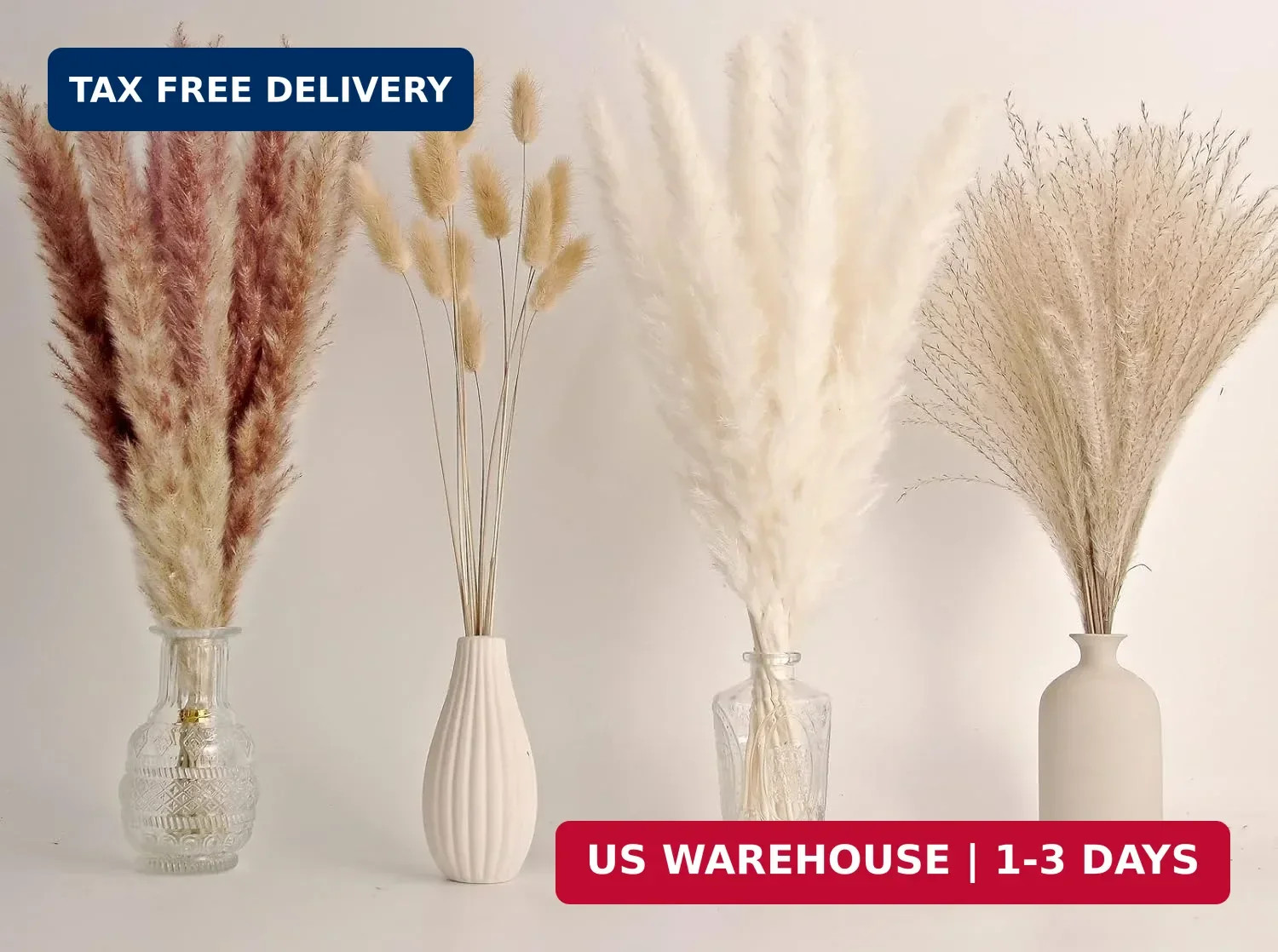 65PCS Pampas Grass Decor, Including pompas Floral, Reed Dried Grass and Bunny Ta