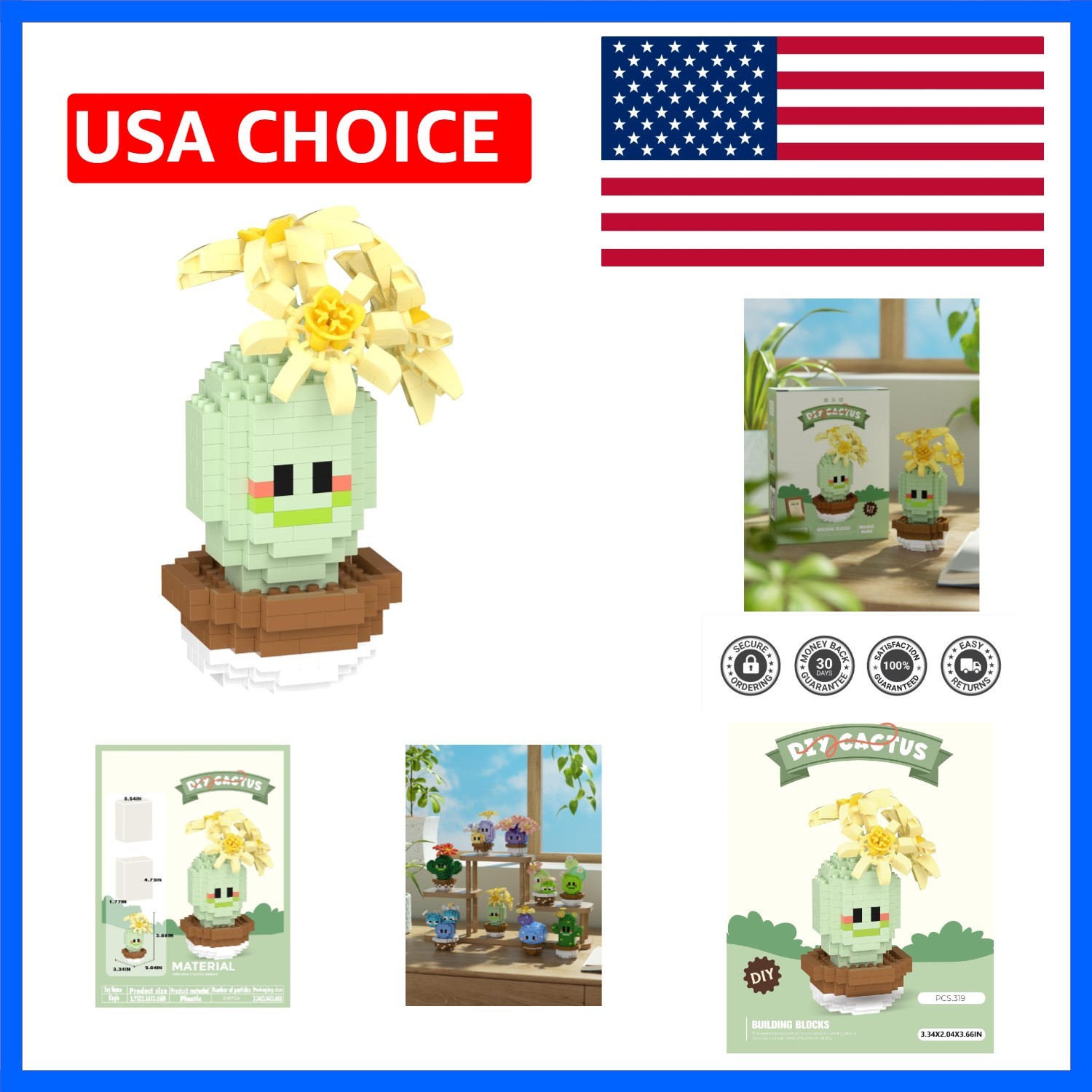 Single Cute Cactus Succulent Plant Bonsai Building Toy | Mini potted blocks p…