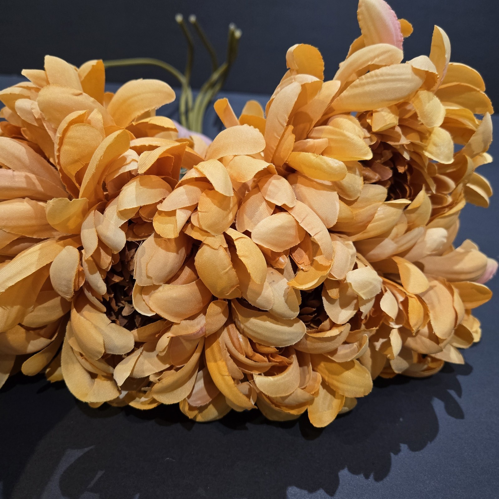 5 Stems Pottery Barn Faux Rust Mums Retired Flowers Bloom Bouquet Bundle 25″