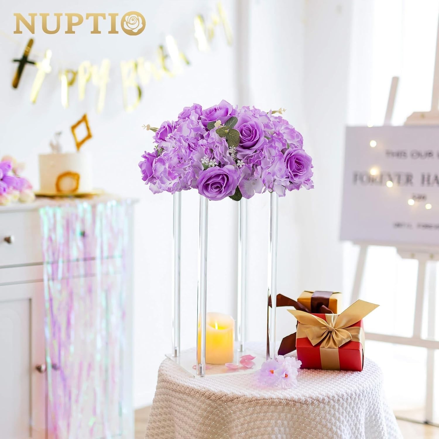 NEW 2 Purple 14.2″ Artificial Flower Balls Centerpieces for Wedding S2-1