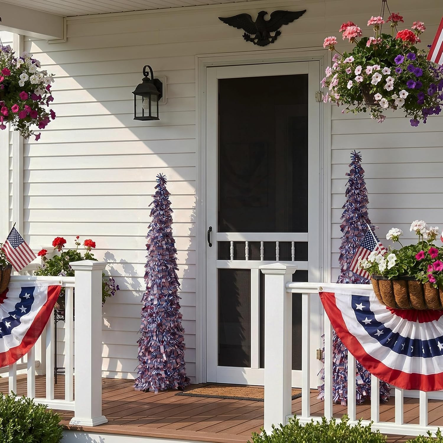 Verinatural 5FT Pop up 4Th of July Decorations Patriotic Tinsel Tree – USA Theme