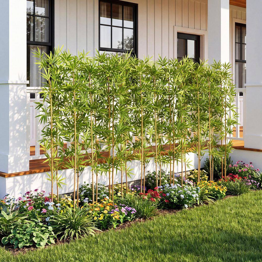 6 Ft. Artificial Bamboo Tree 24 Pack Fake Plant with Silk Leaves Real Wood Trunk