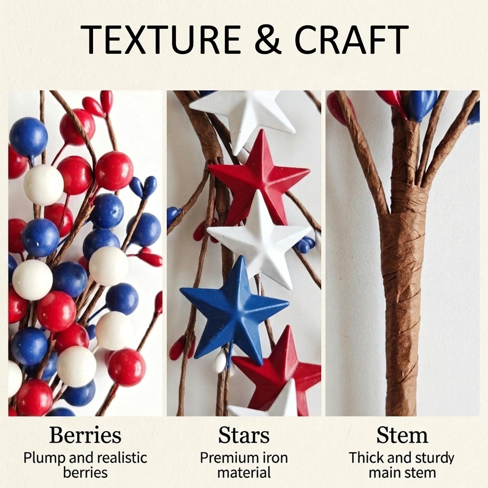4th of July Patriotic Decorations, 4 Pcs Artificial Stem Picks Red White and …