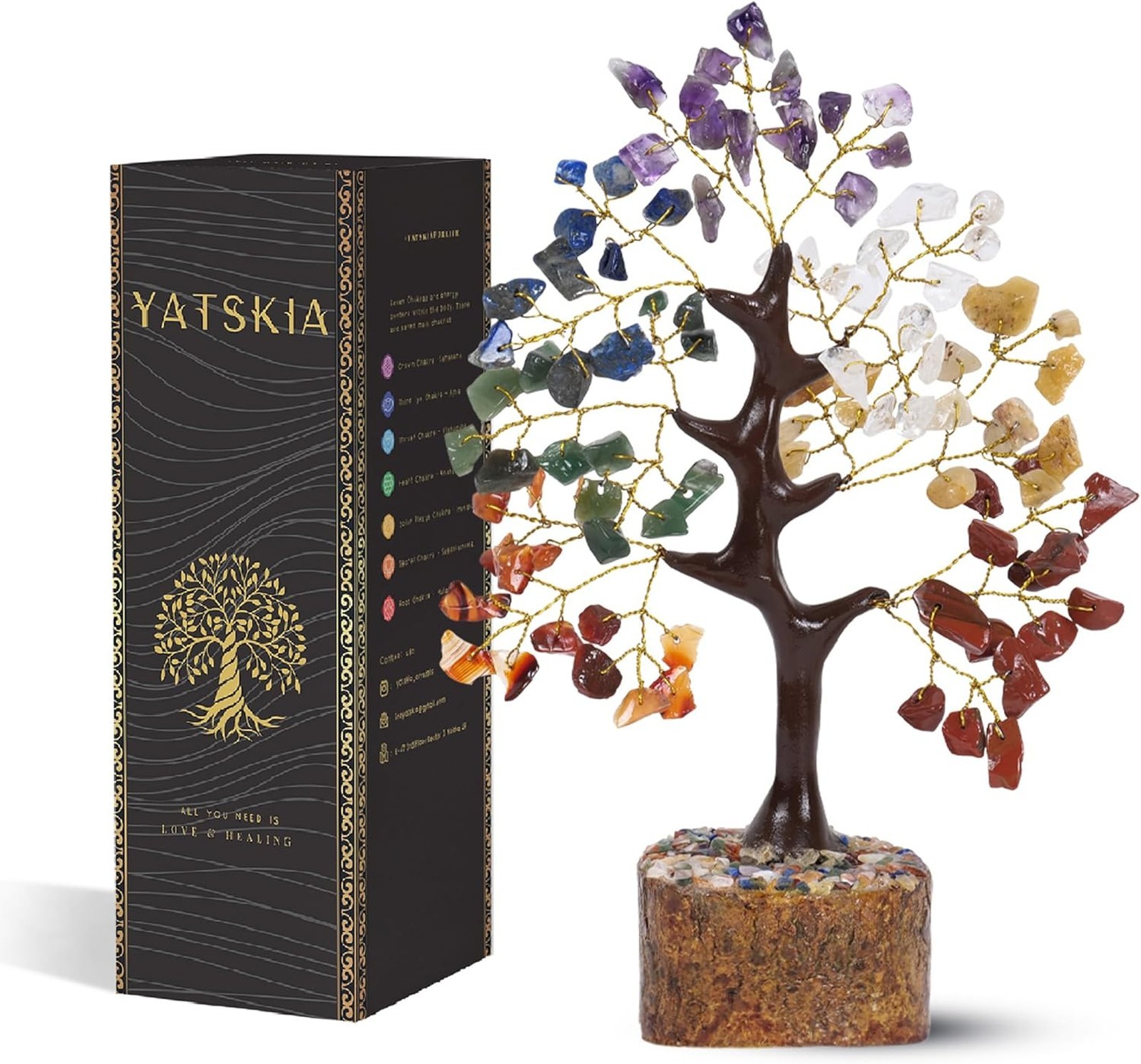 Seven Chakra Crystal Tree, Gemstone Money Tree, Home Office Decor, Healing