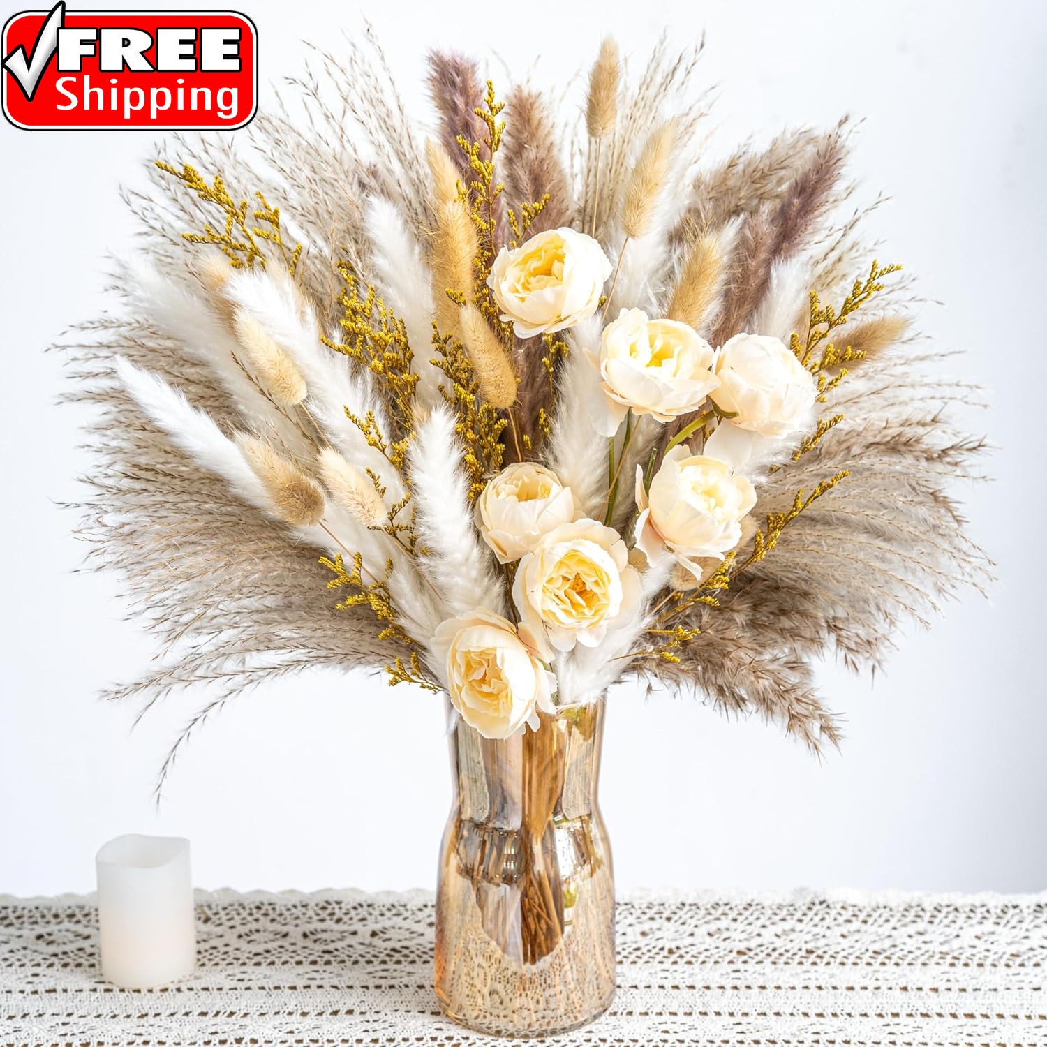 Boho Decor Bouquet – Artificial Flowers and Pampas Grass Decor Kit | 7Kinds Drie